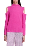 MAJE MARLENA RIB COLD SHOULDER CASHMERE SWEATER