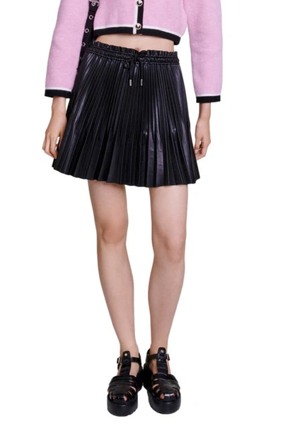 Maje Jake Pleated Miniskirt In Black