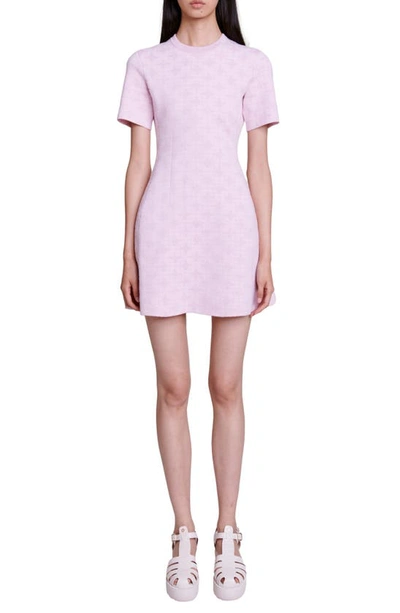Maje Jacquard Knit Short Dress For Spring/summer In Pale Pink
