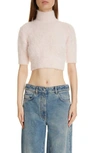 Givenchy 4g Crop Alpaca & Wool Blend Turtleneck Sweater In Blush Pink