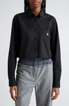 Givenchy 4g Logo Crop Cotton Poplin Button-down Shirt In Black
