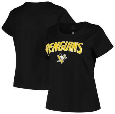 Profile Black Pittsburgh Penguins Plus Size Arch Over Logo T-shirt