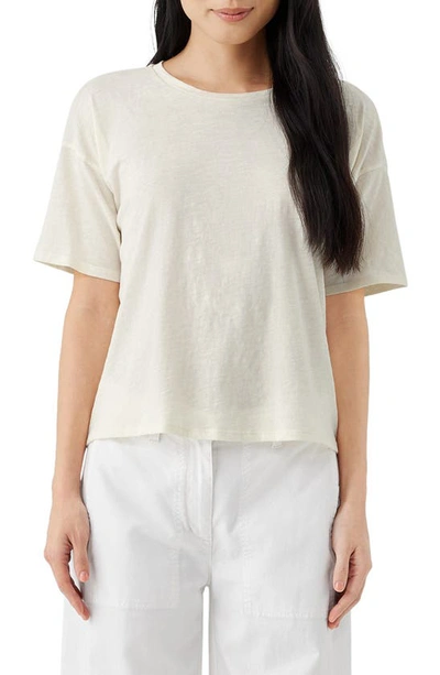 Eileen Fisher Boxy Organic Cotton T-shirt In Beige