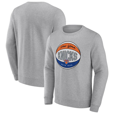 Fanatics Branded Heathered Gray New York Knicks True Classics Vint Pullover Sweatshirt