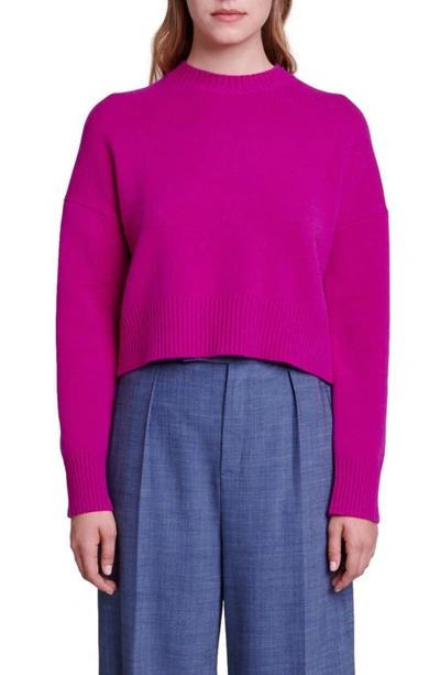 Maje Meigety Cashmere Blend Crewneck Sweater In Fuchsia Pink