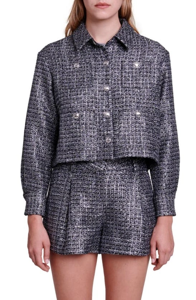 Maje Tweed Jacket For Spring/summer In Silver