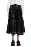 Maje Sequinned Mesh Midi Skirt In Noir / Gris