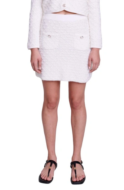 Maje Jirtala Knit Miniskirt In Ecru