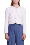 Maje Womens Blanc Textured Knitted Cardigan In White