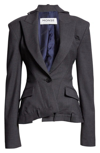 Monse Panelled Wool Single-breasted Blazer In Charcoal