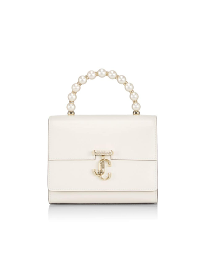 Jimmy Choo Avenue Small Pearly Leather Top-handle Bag In Latte Light Gold