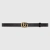 Gucci Leather Belt With Pearl Double G Buckle In Black