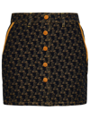 Lanvin Logo-jacquard Denim Skirt In Beige