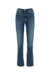 7 For All Mankind Faded Wash Denim Trousers With Belt Loops In Blue