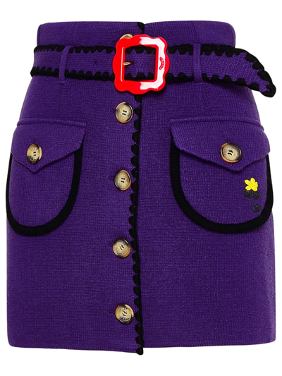 Cormio Woman Mini Skirt Purple Size M Wool In Violet