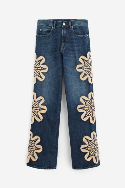 Bluemarble Embroidered Bootcut Jeans In Blue