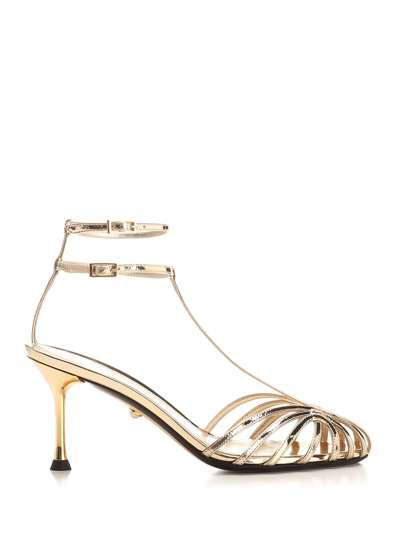 Alevì 80mm Caged Leather Pumps In Oro