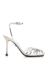 Alevì Ally 95 Sandals In White Patent Leather In Silver
