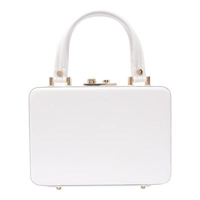 Gianvito Rossi Box Leather Top-handle Bag In Offwhite
