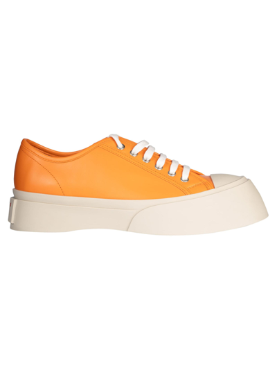 Marni Pablo Leather Low Top Sneakers In Carrot