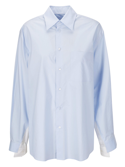 Mm6 Maison Margiela Long-sleeved Shirt In Light Blue
