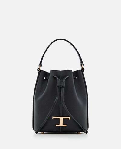 Tod's Micro Leather Bucket Bag In Black