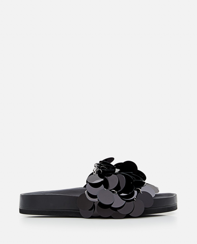 Rabanne Embellished Flat Sole Open Toe Sandal In Black