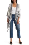Vince Camuto Tropical Blooms Ruana In Neutral