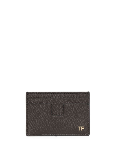 Tom Ford Brown Logo-plaque Leather Card Holder
