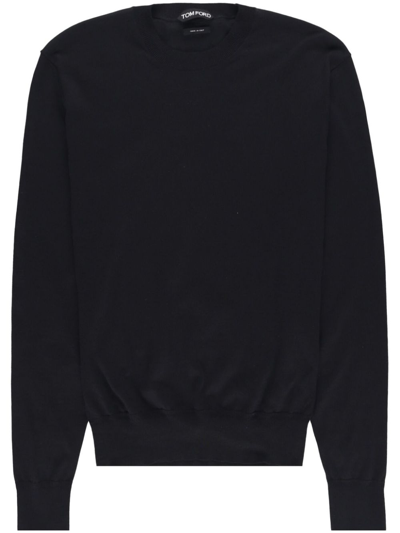 Tom Ford Crew-neck Cotton Jumper In Black