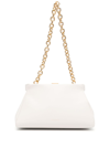 Demellier Cannes Chunky Chain Leather Clutch In White