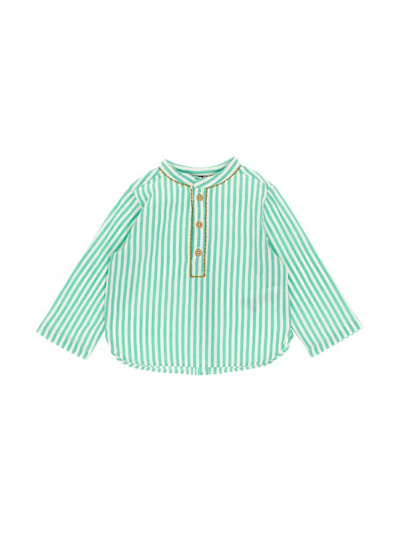 Bonton Long Sleeved Striped Shirt In Green
