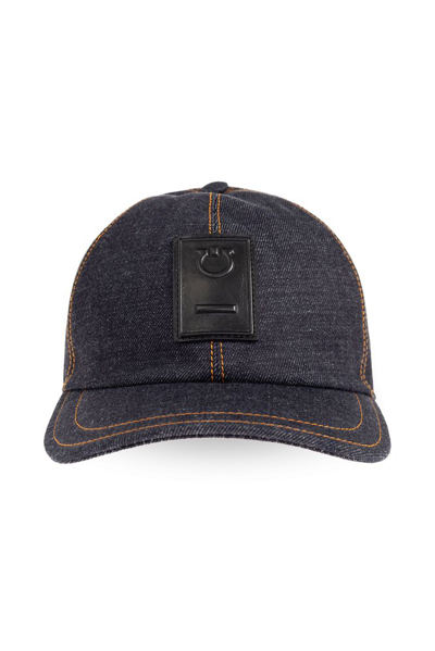 Ferragamo Salvatore  Logo Patch Baseball Cap In Blue