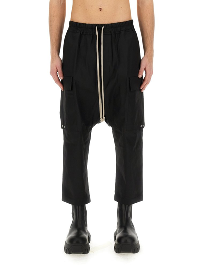 Rick Owens Dropped Crotch Drawstring Trousers In Black