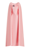 Monique Lhuillier Keyhole Cape-sleeve Gown In Pink