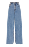 Aje Outline High-rise Rigid Denim Wide-leg Jeans In Medium Wash