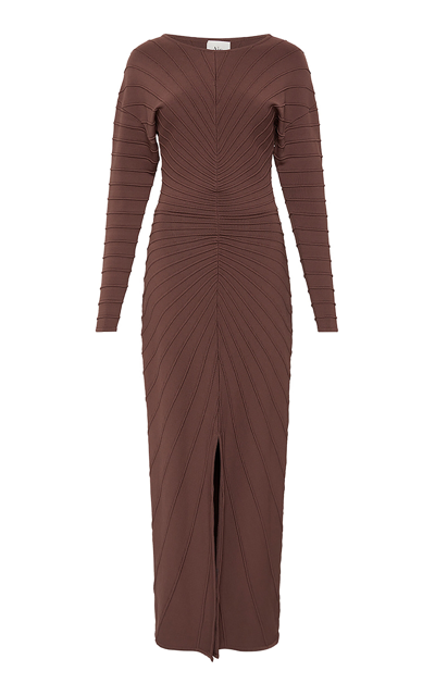 Aje Modernist Cocoon Seamed Knit  Maxi Dress In Brown