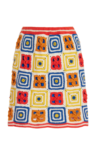 Escvdo Santeria Crocheted Cotton Mini Skirt In Multi