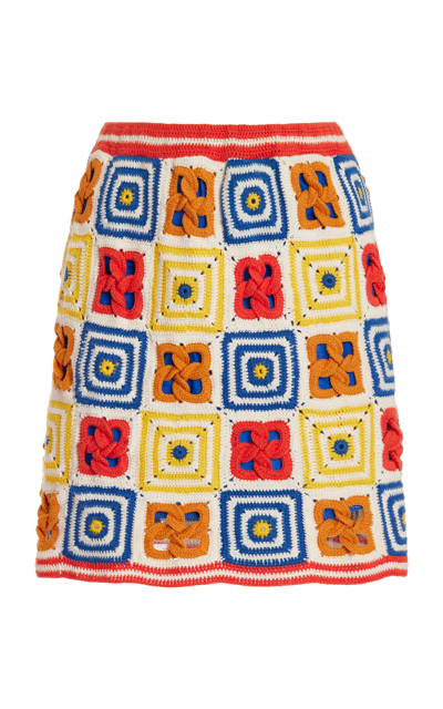 Escvdo + Net Sustain Santería Crocheted Organic Pima Cotton Mini Skirt In Multi