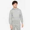 Nike Big Kids Sportswear Club Fleece Full-zip Hoodie In White/dark Grey Heather
