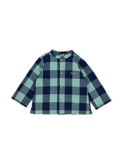 Bonton Gingham Checked Collarless Shirt In Multi