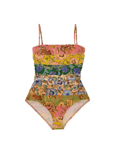 Zimmermann Floral Printed Belted Waist One In Multi