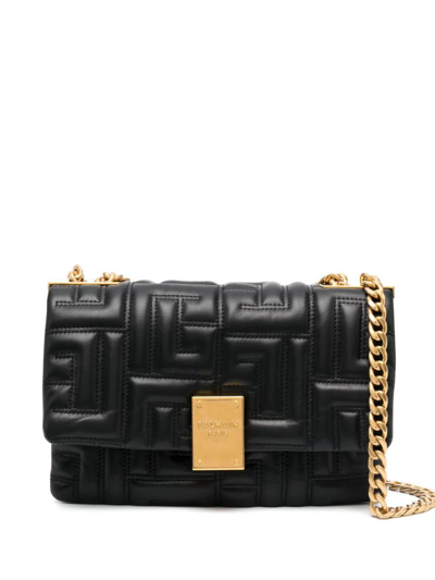 Balmain 1945 Soft Quilted Lambskin Shoulder Bag Bags In Black