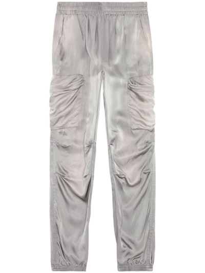 Diesel P-mirow Satin Cargo Trousers In Grey