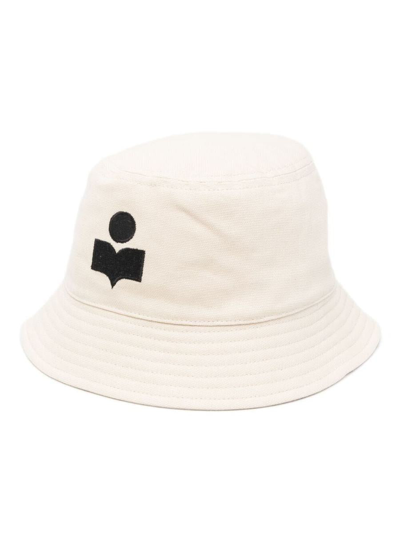 Isabel Marant Haley Logo Embroidered Corduroy Bucket Hat In White