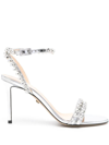 Mach&mach Silver-tone Audrey 95 Crystal-embellished Sandals In Grey