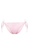 Versace Light Pink Barocco Print Bikini Bottoms In Pink & Purple