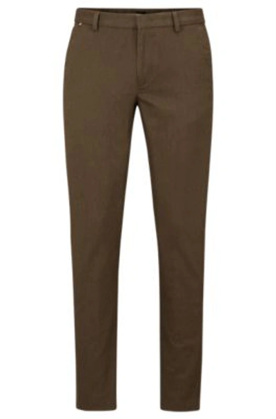 Hugo Boss Slim-fit Chinos In A Melange Stretch-cotton Blend In Light Green