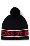 Hugo Boss Boss X Perfect Moment Wool Beanie Hat With Logo Intarsia In Black