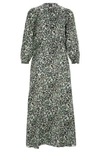 Hugo Boss Long-sleeved Dress In Printed Canvas With Buttoned Placket In Patterned